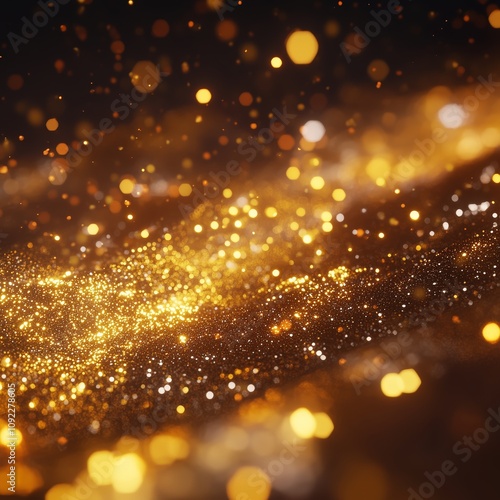 Glittering Abstract Gold Particles in a Warm and Radiant Scene - made with Generative AI