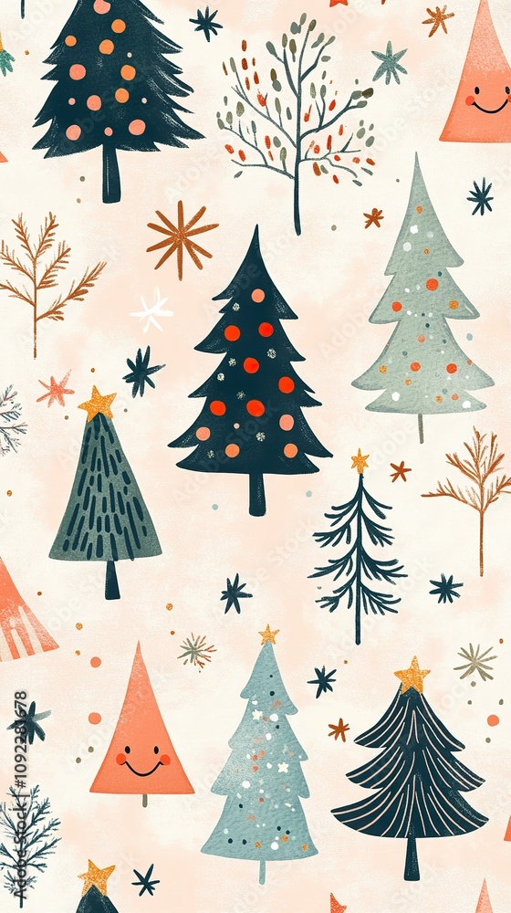 Obraz premium Festive Christmas Tree Pattern Winter Holiday Design