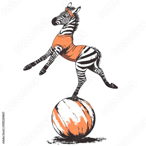 Striped Acrobat: A Zebra Balancing on a Ball photo