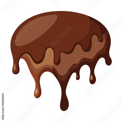 Melt dark or milk chocolate on cake top vector isolated on white background