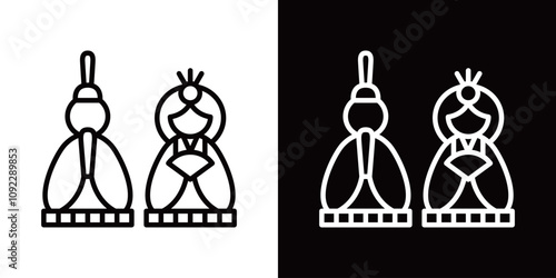 雛人形のシンプルなラインアイコン