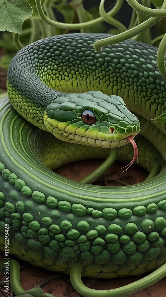 Fototapeta premium green snake in the grass
