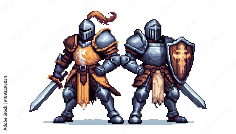 Fototapeta premium Retro Pixel Style Armored Knight