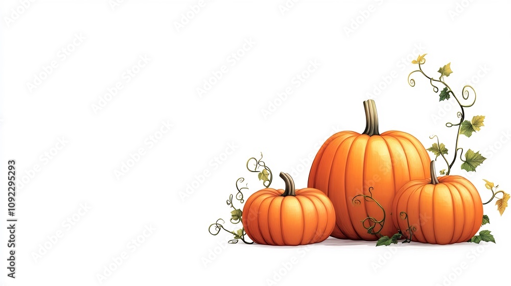 Obraz premium Close up of Detailed Decorative Pumpkins with Whimsical Vine Accents for Autumn Harvest or Thanksgiving Display