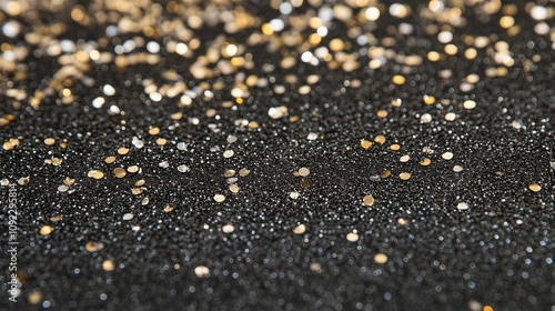 Sparkling Confetti Texture on Black Background for Party Themes photo