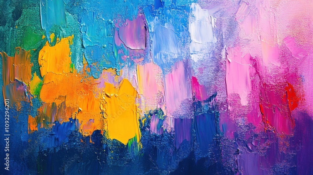 Fototapeta premium Vibrant abstract art creation using various paint colors on a textured canvas