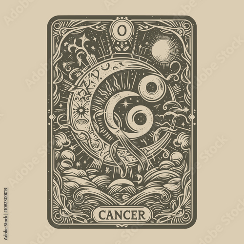 cancer zodiak tarot tattoo with mystical vibes