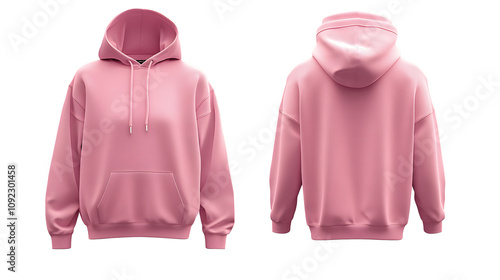 Wallpaper Mural mock up plain pink hoodie, seen from the front and back, Torontodigital.ca