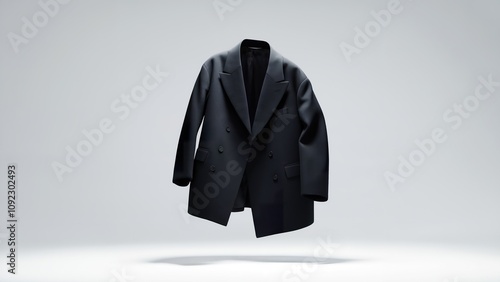 3D of an elegant black jacket floating in the air