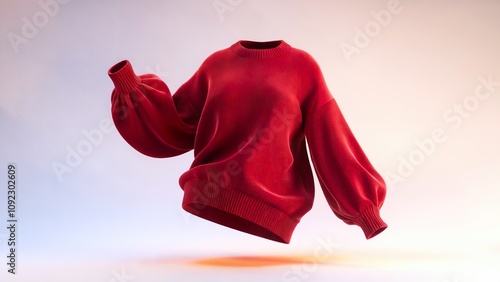 3D of an elegant red sweater floating in the air