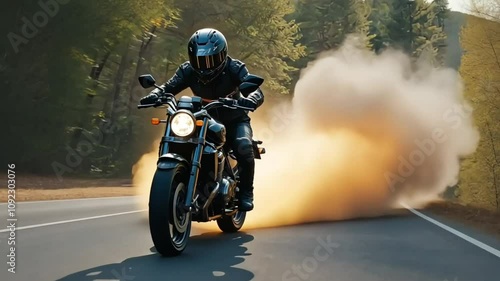 Thrilling Motorcycle Stunt: Feel the Rush of the Open Road photo