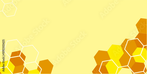 Honeycomb theme background in yellow and orange colors with copy space area