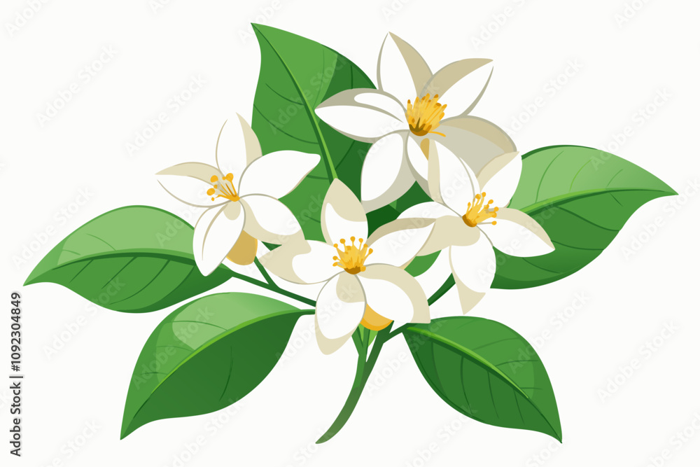 Obraz premium Jasmine flowers isolated on a white background vector illustration