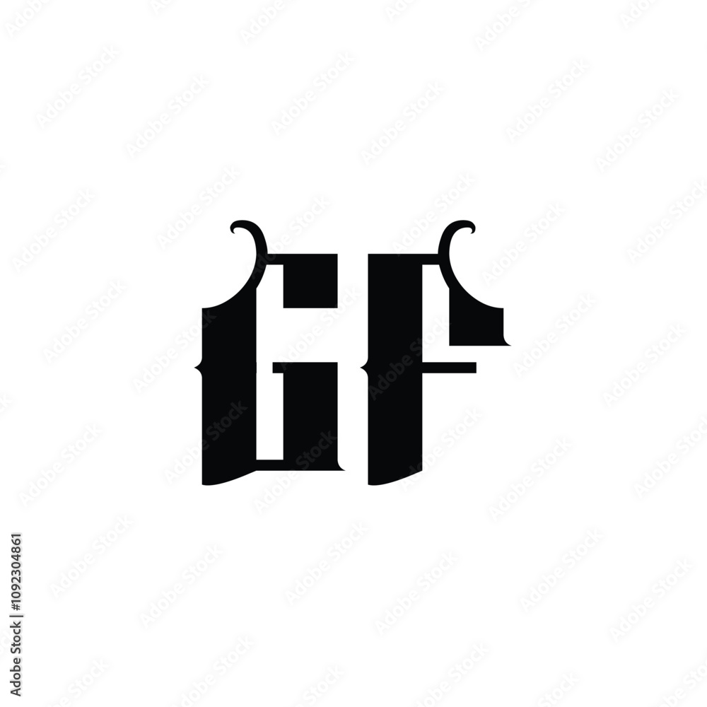 Obraz premium GF monogram logo design letter text name symbol monochrome logotype alphabet character simple logo