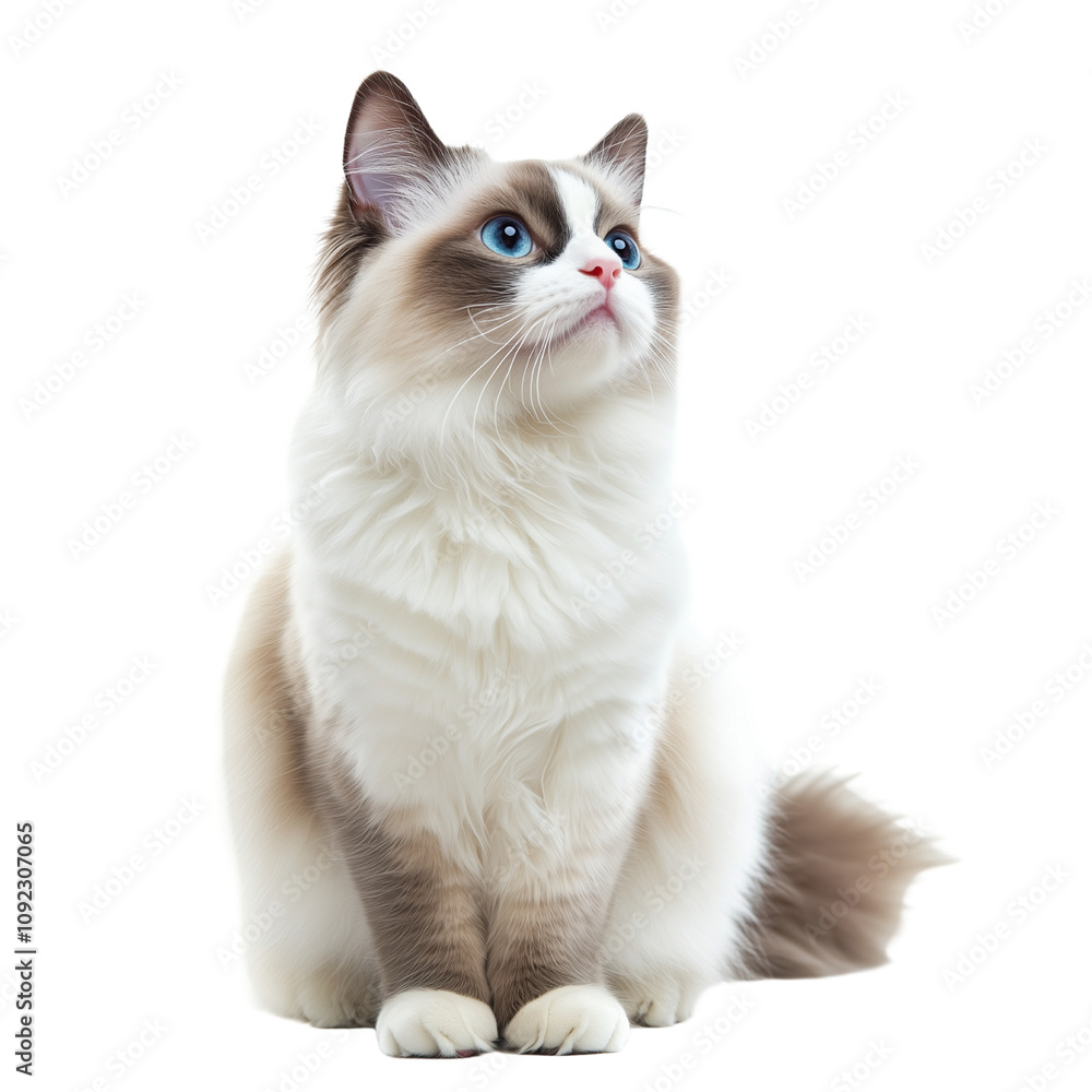 Obraz premium Ragdoll cat isolated on transparent background. Generated AI