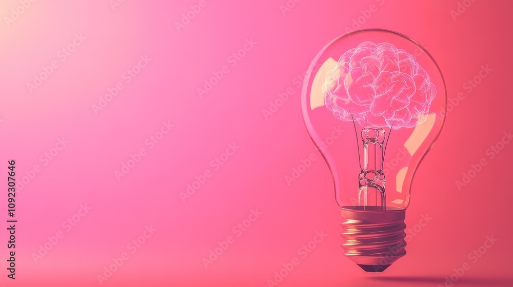 Brain inside lightbulb.
