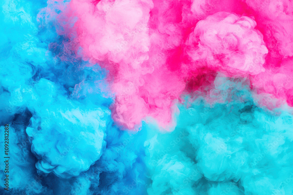 Fototapeta premium Vibrant pink and blue clouds blend in dreamy abstract pattern