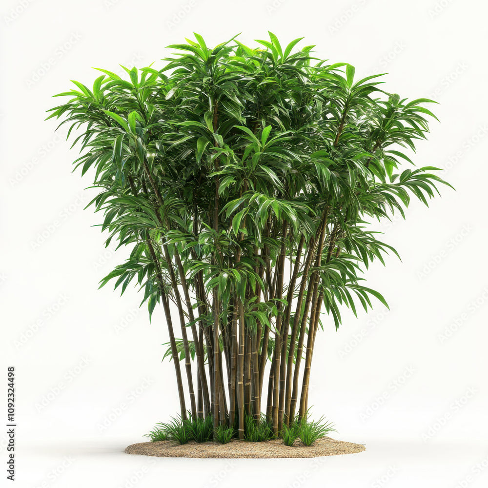 Obraz premium Potted Bamboo Plant with Vibrant Green Leaves
