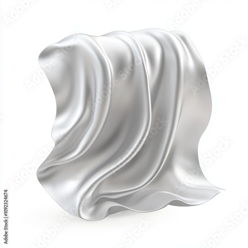 A cascade of delicate white fabric flowing like liquid under a soft natural light source photo