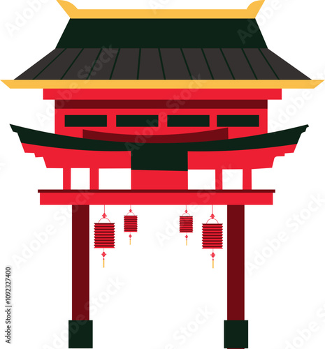 Chinese Gate Lunar New Year Illustration