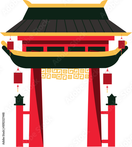 Chinese Gate Lunar New Year Illustration