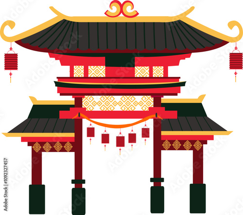 Chinese Gate Lunar New Year Illustration