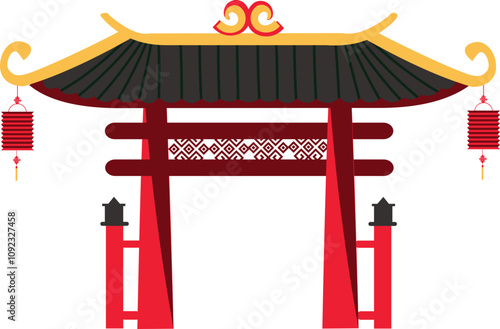 Chinese Gate Lunar New Year Illustration