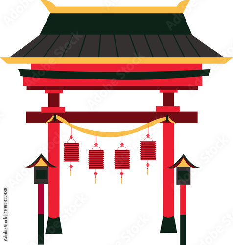 Chinese Gate Lunar New Year Illustration