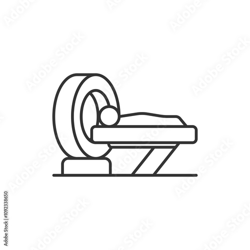 Ct Scan icon using a stethoscope on a white background.  Outline medical concept.
