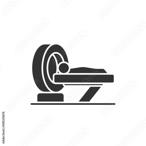 Ct Scan icon using a stethoscope on a white background.  Silhouette medical concept.