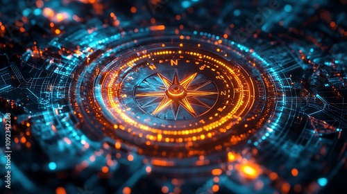 Wallpaper Mural Digital compass visualization technology graphic design futuristic close-up navigation concept Torontodigital.ca