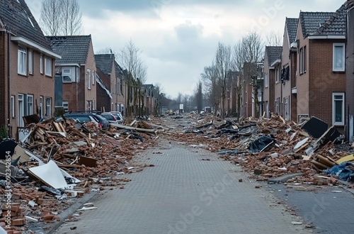 A street in the Netherlands with houses that have been destroyed