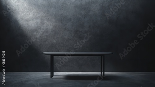  Dark background wall with empty table for montage of product