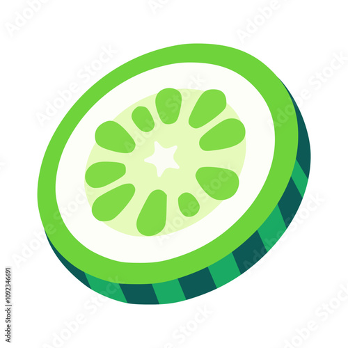 fresh cucumber slice vegetable food healthy vector illustration template design