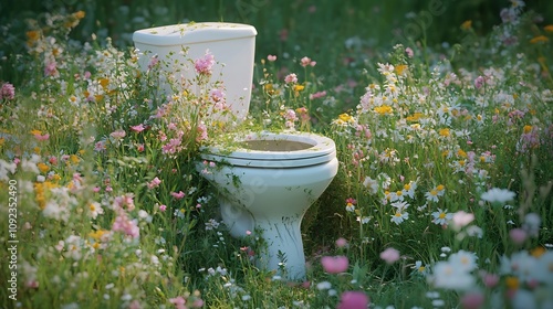Blooming Toilet in Overgrow...
