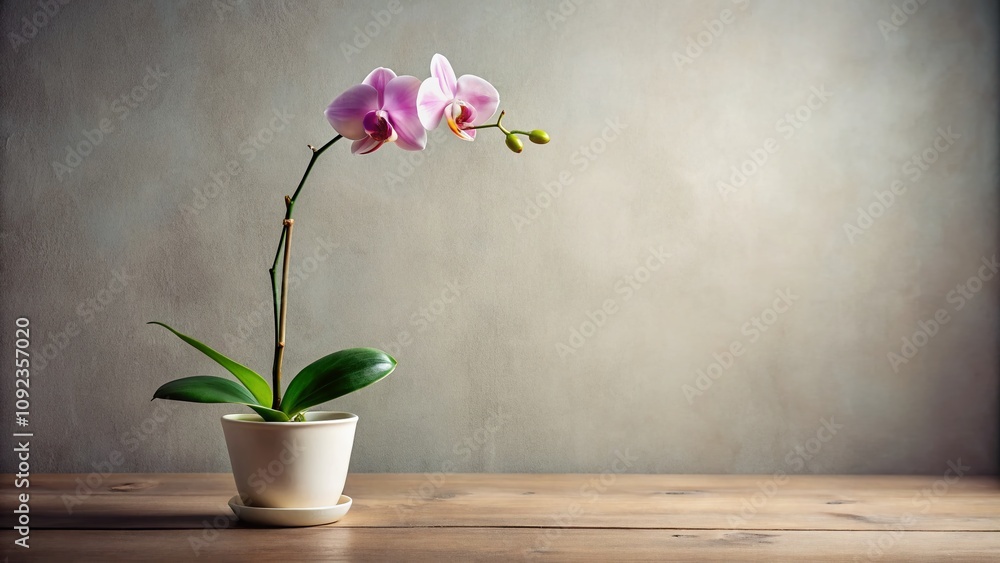 Elegant Minimalist Indoor Orchid Plant Display in Soft Natural Light with Subtle Textures and Clean Lines for a Tranquil Home Environment Elegant Minimalist Indoor Orchid Plant Display in Soft Natural Light with Subtle Textures and Clean Lines for a Tranquil Home Environment