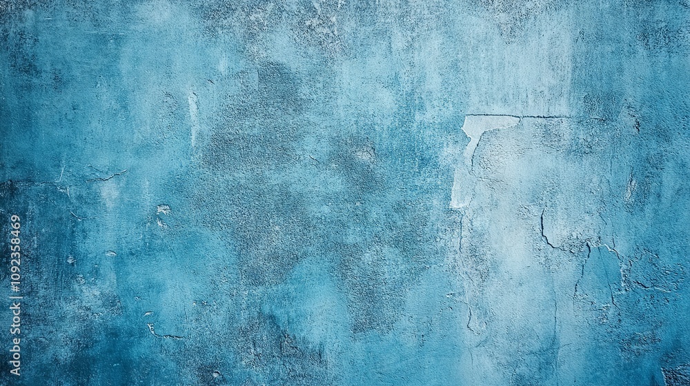 Fototapeta premium Light blue grunge texture wall surface featuring weathered, distressed, and peeling paint details for vintage abstract background