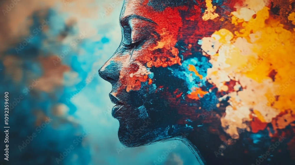 Abstract Colorful Woman Profile Art Abstract Colorful Woman Profile Art