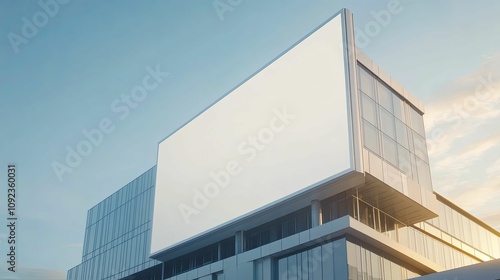 Blank Billboard on Modern Building Facade