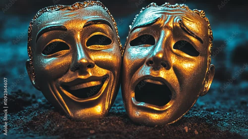 Theatrical Masks in Dramatic Lighting Theatrical Masks in Dramatic Lighting