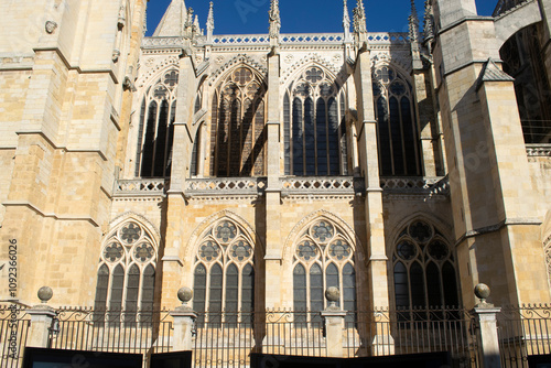 Catedral gótica de León situada en España. photo