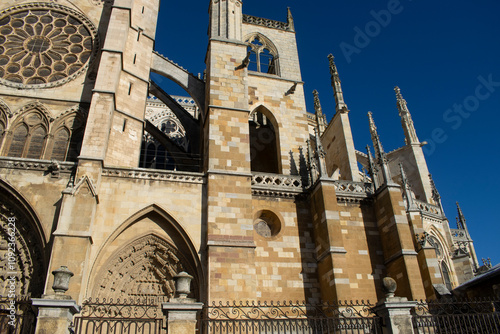 Catedral gótica de León situada en España. photo