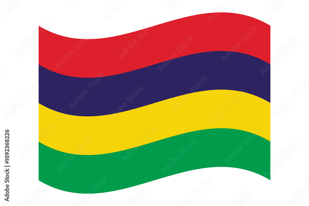 Obraz premium Flag of Mauritius. Mauritian national symbol in official colors. Template icon. Abstract vector background.