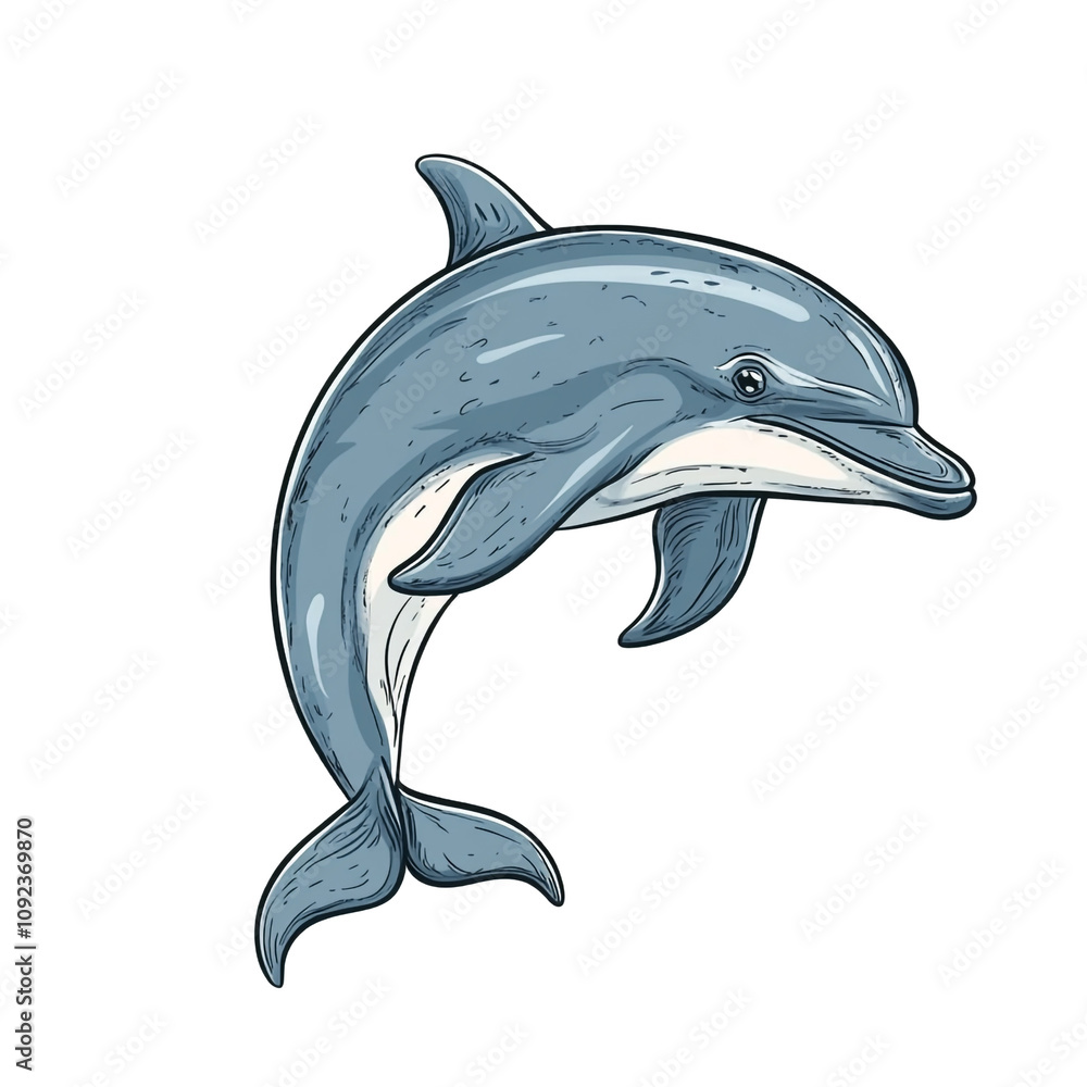 Obraz premium Leaping Dolphin: Oceanic Grace in Artistic Detail