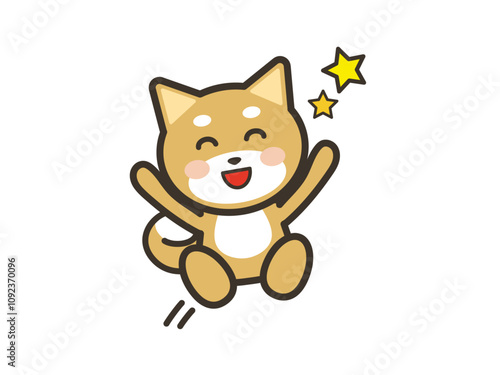 大喜びで飛び跳ねるかわいい犬のイラスト