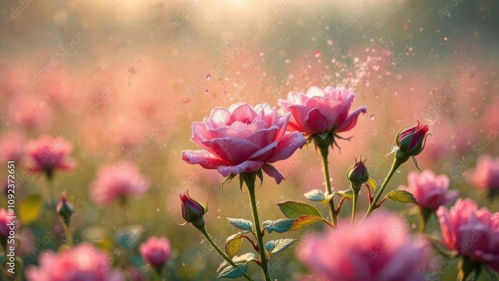 Obraz premium Pink roses macro photo