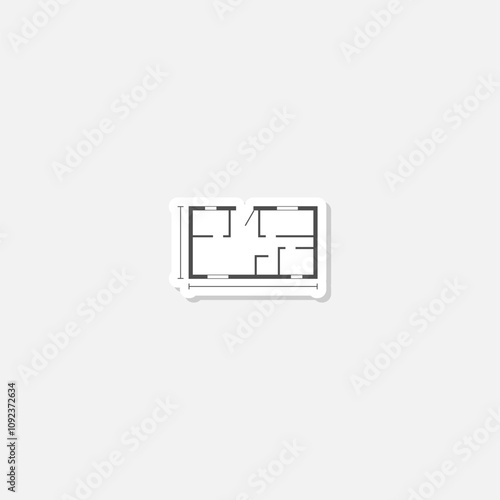 House plan icon sticker isolated on gray background