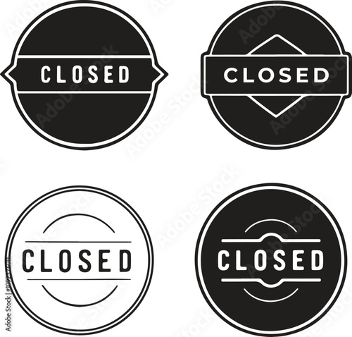 Simple black and white closed Sign, close logo vector art illustration isolate on white background