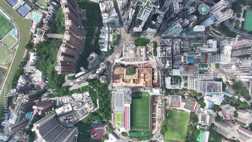 Skyview the ongoing foundation work for the large-scale development project on Carlon Road in Causeway Bay, Hong Kong, transforming the area with modern commercial buildings photo