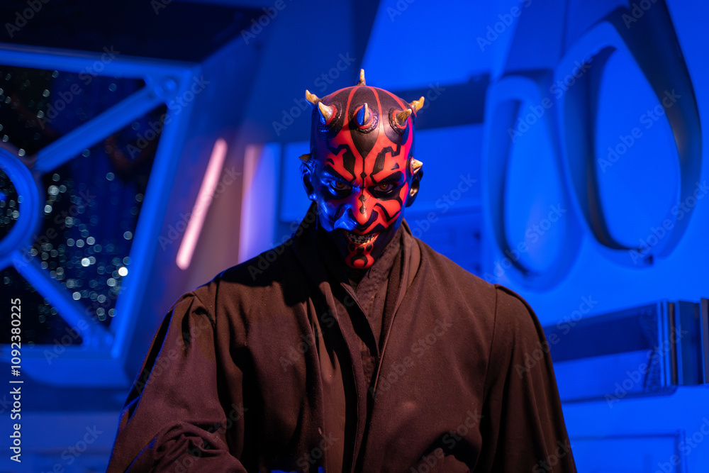 Fototapeta premium Darth Maul, Star Wars wax statue at the Niagara Falls Movieland Wax Museum. Niagara Falls, Canada - September 20, 2024.